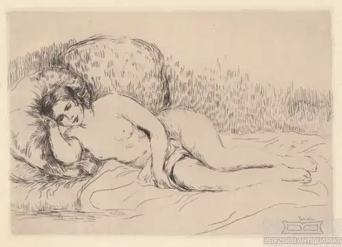 Radierung: Femme nue Couchee, Renoir, Auguste. Kunstgrafik, Tournee a gauche