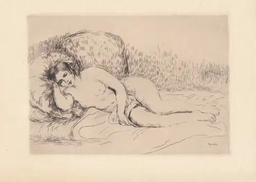 Radierung: Femme nue Couchee, Renoir, Auguste. Kunstgrafik, Tournee a gauche