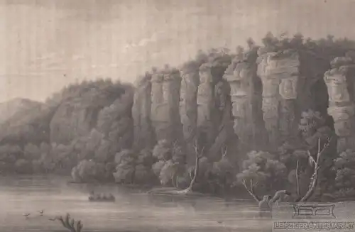 Bluffs Below St. Paul (Mississippi River). aus Meyers Universum, Stahlstich