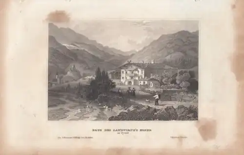 Haus des Sandwirths Hofer in Tyrol. aus Meyers Universum, Stahlstich. 1850