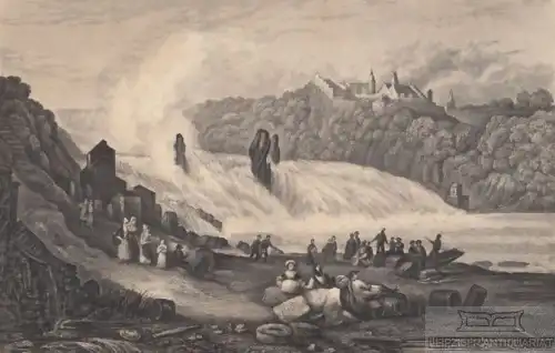 Der Rheinfall bei Schaffhausen. aus Meyers Universum, Stahlstich. Kunstgrafik