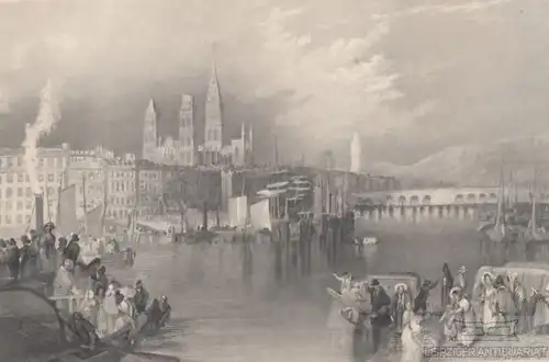 Rouen. aus Meyers Universum, Stahlstich. Kunstgrafik, 1850, gebraucht, gu 265206
