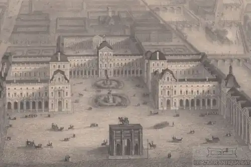 Der neue Palast des Louvre in Paris. aus Meyers Universum, Stahlstich. 1850
