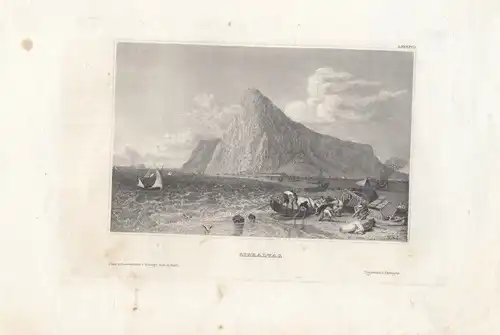 Stahlstich: Gibraltar. aus Meyers Universum. Kunstgrafik, 1850