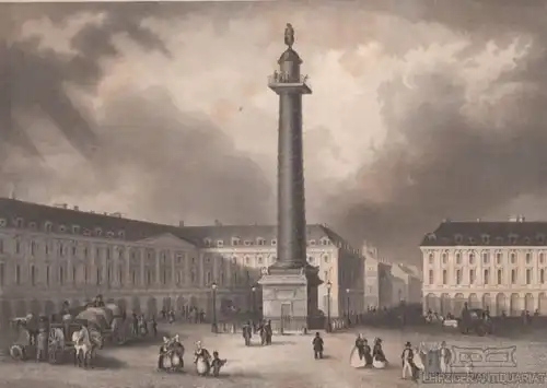 Die Napoleons-Säule auf dem Vendome-Platz in Paris. aus Meyers... Stahlstich