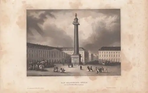 Die Napoleons-Säule auf dem Vendome-Platz in Paris. aus Meyers... Stahlstich