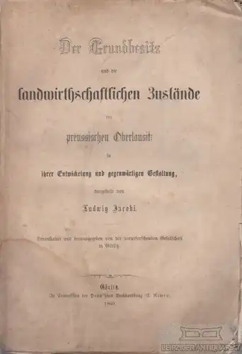 Buch: Der Grundbesitz und die landwirtschaftlichen Zustände der... Jacobi. 1860