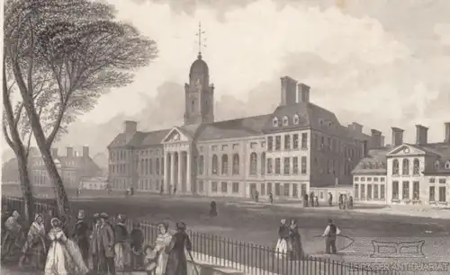 Chelsea-Hospital bei London. aus Meyers Universum, Stahlstich. Kunstgrafik, 1850