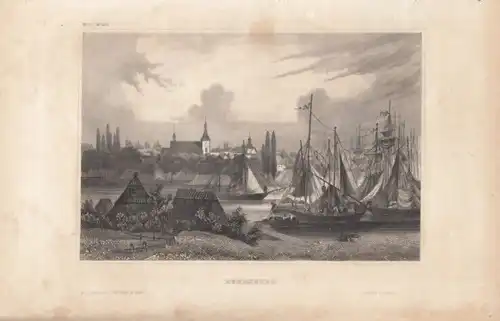 Rendsburg. aus Meyers Universum, Stahlstich. Kunstgrafik, 1850, gebraucht, gut