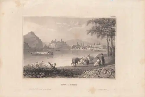 Ofen & Pesth. aus Meyers Universum, Stahlstich. Kunstgrafik, 1850