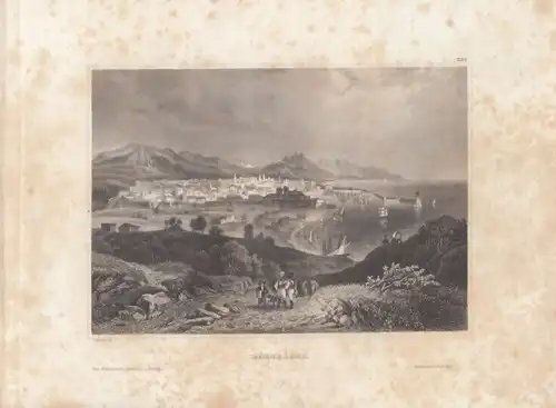 Barcelona. aus Meyers Universum, Stahlstich. Kunstgrafik, 1850, gebraucht, gut