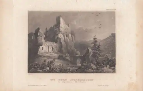 Die Burg Sperberstein im bayerschen Rheinkreise. aus Meyers... Stahlstich. 1850