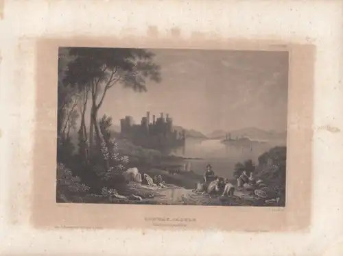 Conway-Castle (Caernarvonshire). aus Meyers Universum, Stahlstich. Kunstgrafik