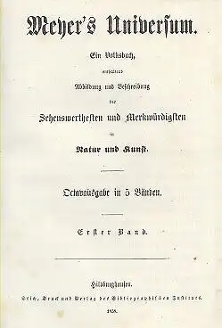 Buch: Meyer's Universum. 5 Bände, 1858 ff, gebraucht, gut