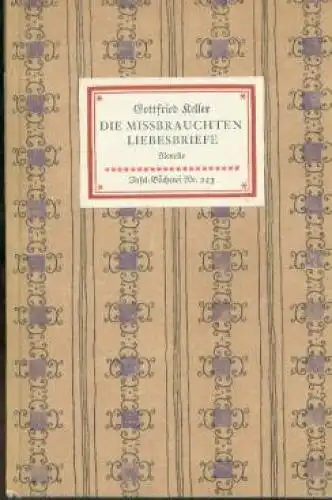 Insel-Bücherei 243, Die Missbrauchten Liebesbriefe, Keller, Gottfried. 1960