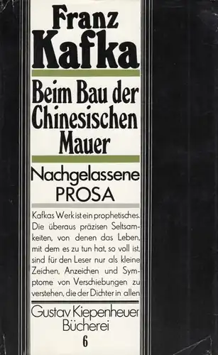 Buch: Beim Bau der Chinesischen Mauer, Kafka, Franz. Gustav Kiepenheuer Bü 21913