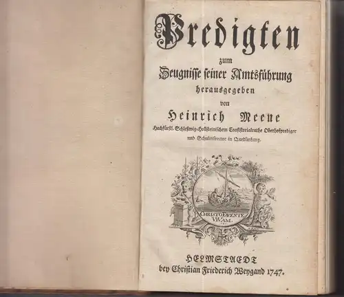Buch: Predigten, Meene, Heinrich, 1747, Christian Friederich Weygand