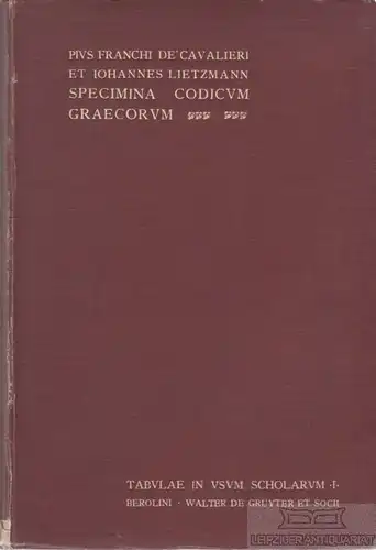 Buch: Specimina codicum graecorum, Franchi de'Cavalieri. 1929