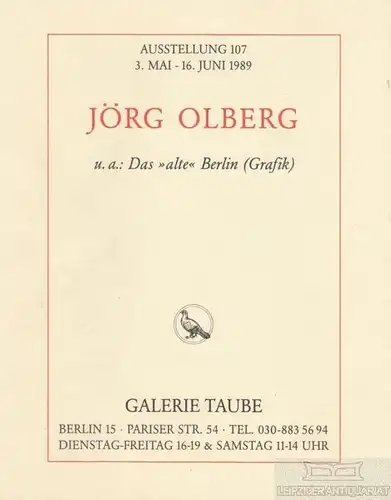 Buch: Jörg Olberg, Klotschenreuther, Hellmut. 1989, Galerie Taube