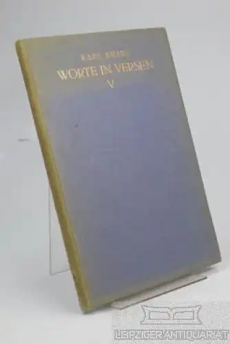 Buch: Worte in Versen V, Kraus, Karl. 1920, Verlag der Schriften von Karl Kraus