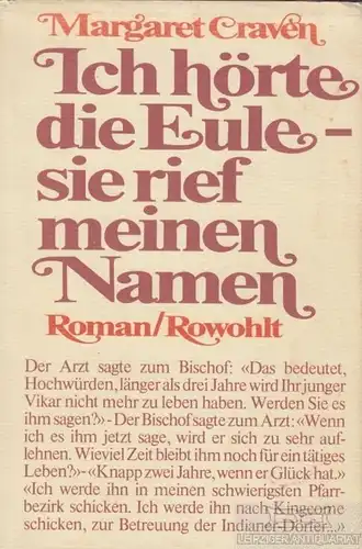 Buch: Ich hörte die Eule, sie rief meinen Namen, Craven, Margaret. 1982