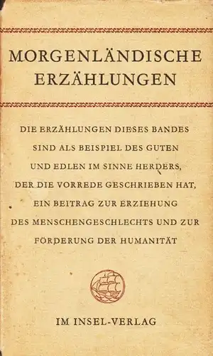 Buch: Morgenländische Erzählungen. Palmblätter, Herder. 1957, Insel-Verlag