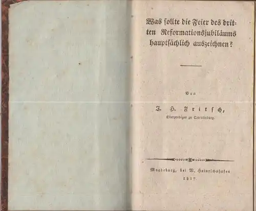 Buch: Was sollte die Feier des 3. Reformationsjubiläums ..., Fritsch, J. H., gut