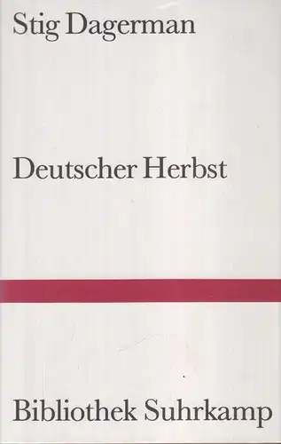 Buch: Dagerman, Stig, Deutscher Herbst, 1987, Suhrkmap, Reiseschilderung, gut