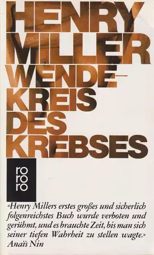 Buch: Wendekreis des Krebses, Miller, Henry, 1990, Rowohlt Taschenbuch Verlag