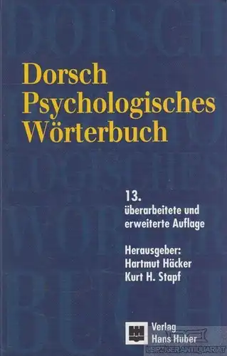 Buch: Dorsch Psychologisches Wörterbuch, Häcker, Hartmut / Stapf, Kurt H. 1998