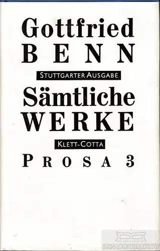Buch: Gottfried Benn, Wellershoff, Dieter. 1991, Ernst Klett Verlag