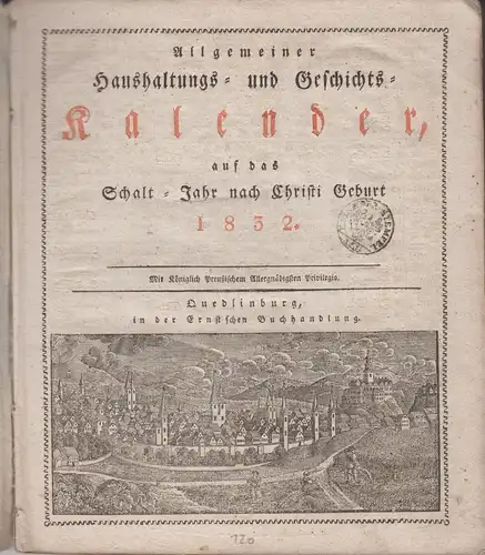 Buch: Allgemein. Haushaltungs- u. Geschichts-Kalender auf 1832, 1831, Ernstsche