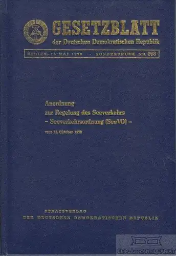 Buch: Anordnung zur Regelung des Seeverkehrs - Seeverkehrsordnung (SeeVO). 1959