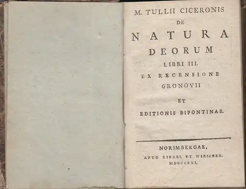Buch: M. Tullii Ciceronis de Natura Deorum Libri III ex Recensione... Cicero