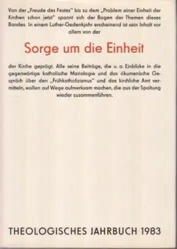 Buch: Theologisches Jahrbuch 1983: Sorge um die Einheit, Ernst, Wilhelm u.a