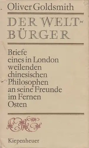 Buch: Der Weltbürger, Goldsmith, Oliver. 1977, Gustav Kiepenheuer Verlag
