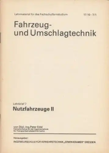 Buch: Fahrzeug- und Umschlagtechnik, Edel, Peter. 1974, ohne Verlagsangaben