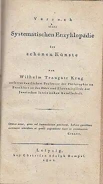 Buch: Versuch einer Systematischen Enzyklopädie der schönen Künste, Krug. 1802