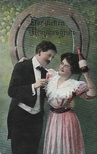 AK Herzlichen Neujahrsgruß. ca. 1910, Postkarte, Neujahr, gebraucht, gut