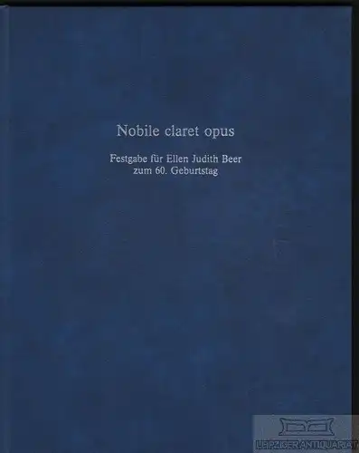Buch: Nobile claret opus, Eggenberger, Christoph. 1986, Karl Schwegler Verlag