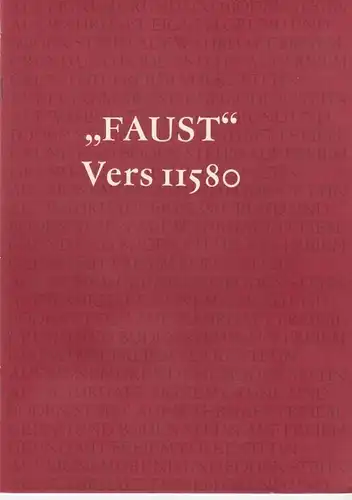 Buch: Faust. Vers 11580, Dietze, Walter. 1980, gebraucht, gut