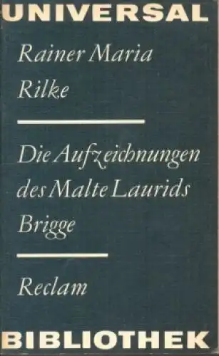 Buch: Die Aufzeichnungen des Malte Brigge, Rilke, Rainer Maria. 1982