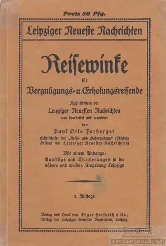 Buch: Reisewinke für Vergnügungs- und Erholungsreisende, Forberger, Paul O 64791