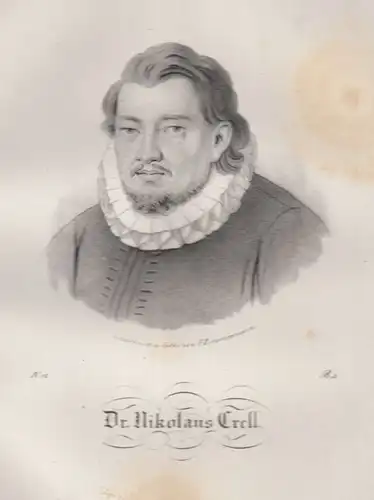 Dr. Nikolaus Krell (1550- 1601). Original-Lithographie, 1840, Zimmermann, Grafik
