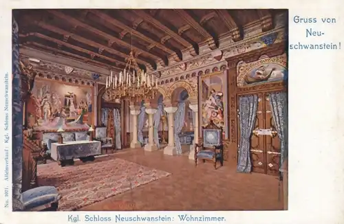 AK Gruss von Neuschwanstein. Kgl. Schloss Neuschwanstein:... Postkarte. Ca. 1913