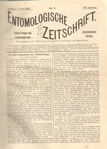 Entomologische Zeitschrift. XXII. Jahrgang, No. 2 (11. April 1908) - No... Seitz