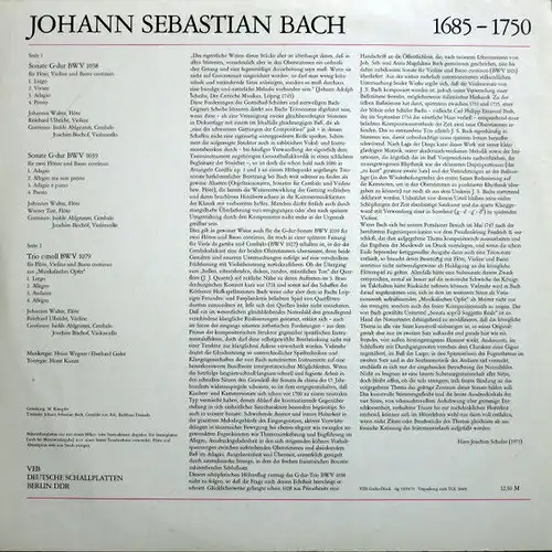LP: Johann Sebastian Bach - Triosonaten, 1973, Eterna Stereo 826367, Vinyl