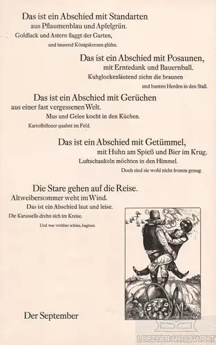 Holzstich: Der September, Hirsch, Karl-Georg. Kunstgrafik, 1972, gebraucht, gut