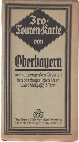 Buch: Jro-Tourenkarte von Oberbayern und angrenzenden Gebieten, ca. 1930, Jro-Vg