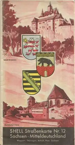 Buch: Faltkarte Shell - Straßenkarte Nr. 12 Sachsen - Mitteldeutschland. 1913